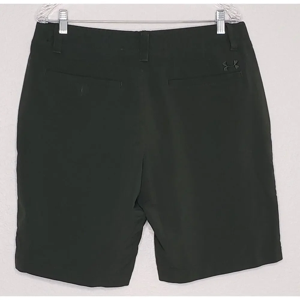 Under Armour Mens Shorts 34 Dark Green Flat Front Non‎ Slip Waist Casual/Active - Picture 2 of 3